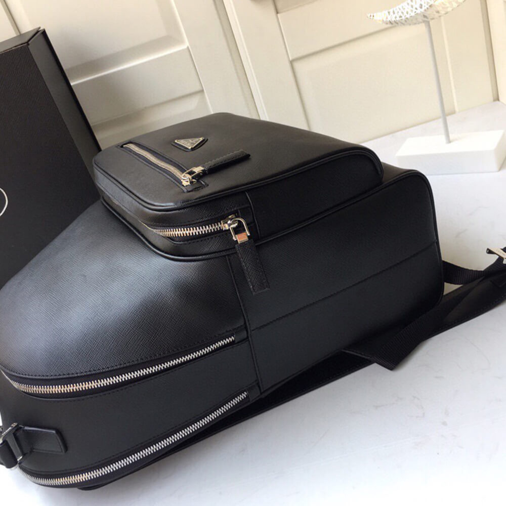 Pra*a Men Saffiano Leather Backpack