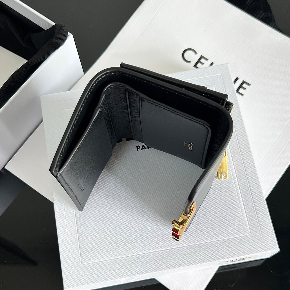 Ce1i*e COMPACT WALLET WITH COIN TRIOMPHE IN SHINY CALFSKIN(HIGH-END GRADE)