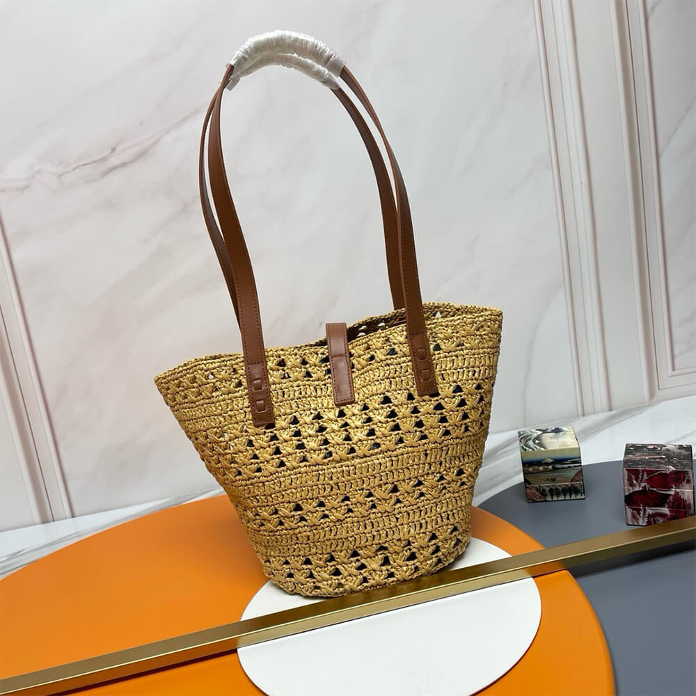 Y51 Small Panier Raffia Bag In Brown