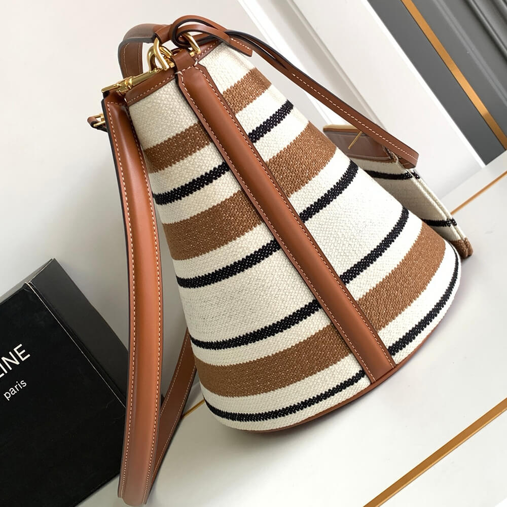 Ce1i*e BUCKET 16 BAG IN STRIPED TEXTILE WITH Ce1i*e JACQUARD(high-end grade)