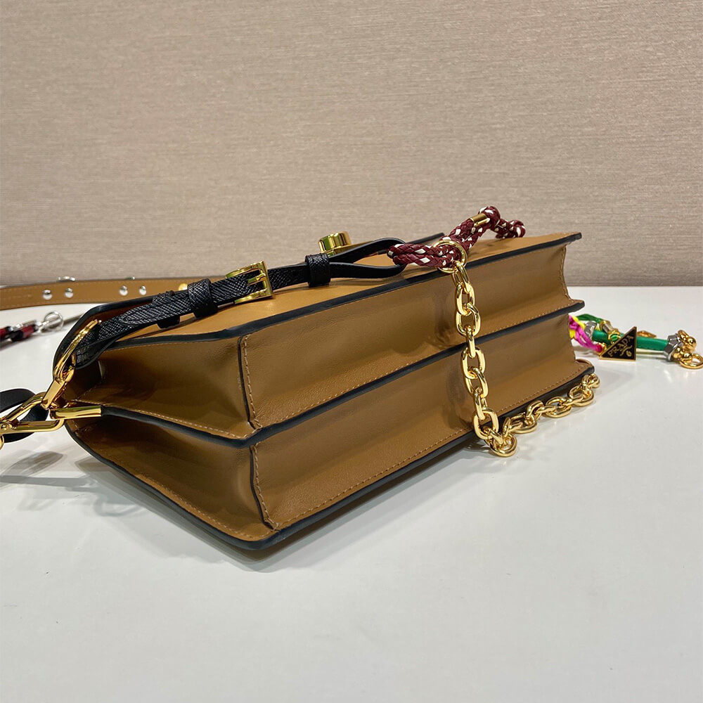 Pra*a Soft Sound small leather shoulder bag with charms(high-end grade)