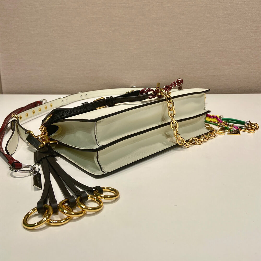 Pra*a Soft Sound small leather shoulder bag with charms(high-end grade)