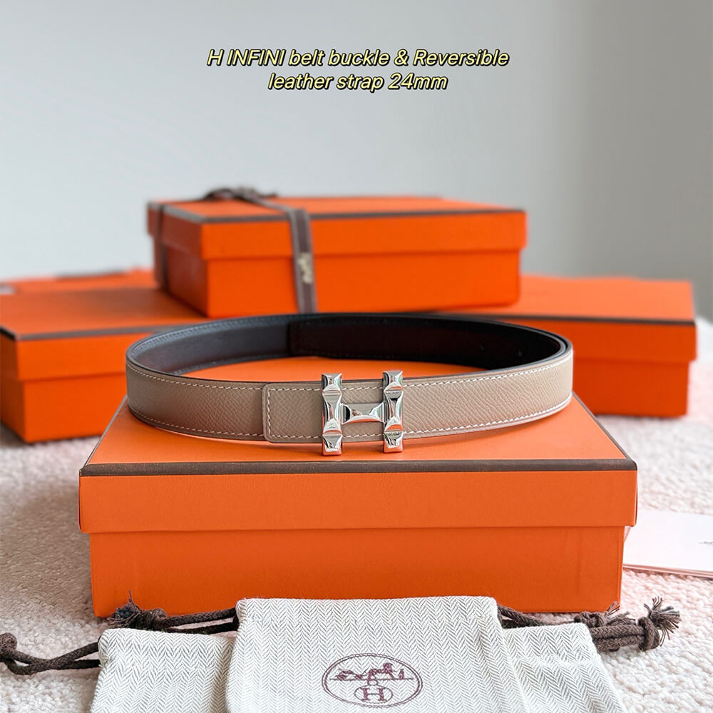 H Infini belt buckle & Reversible leather strap 24 mm