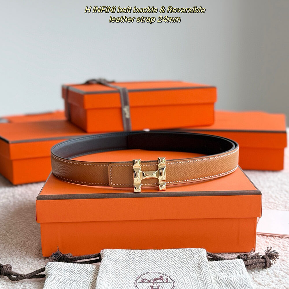 H Infini belt buckle & Reversible leather strap 24 mm