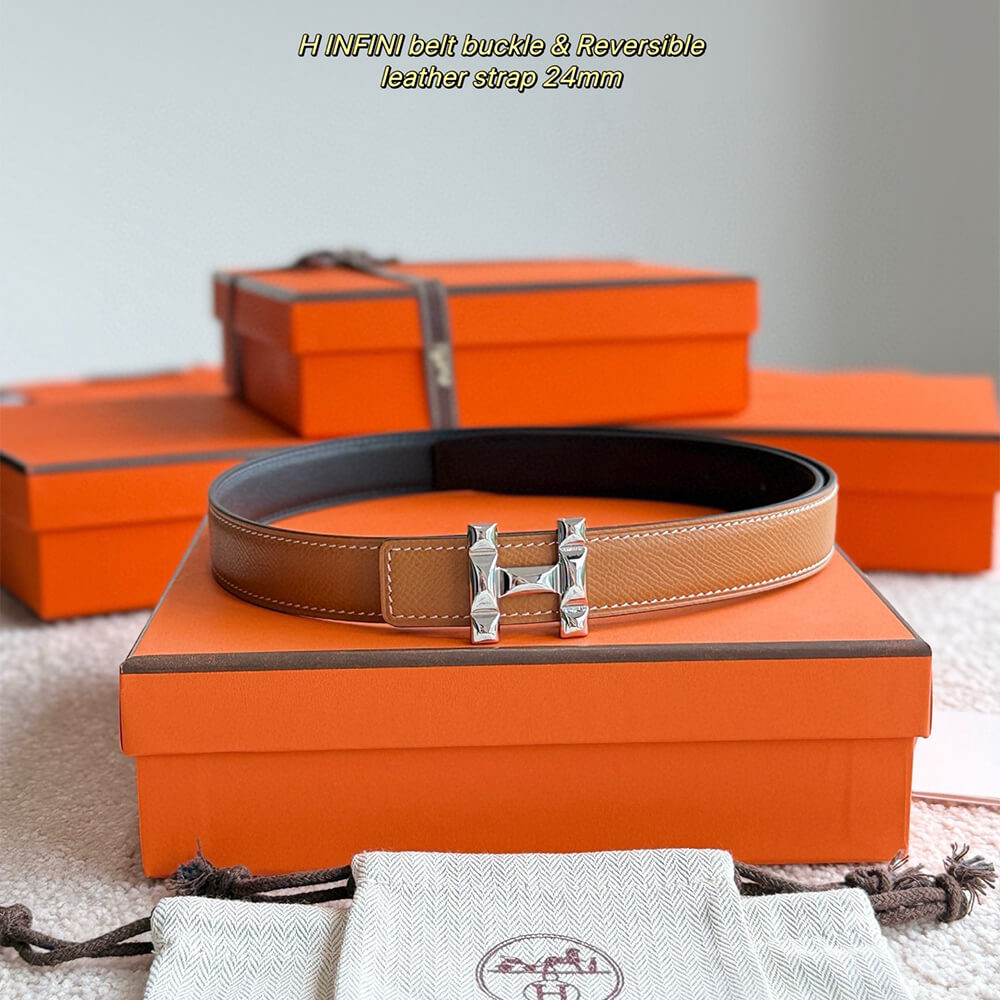 H Infini belt buckle & Reversible leather strap 24 mm