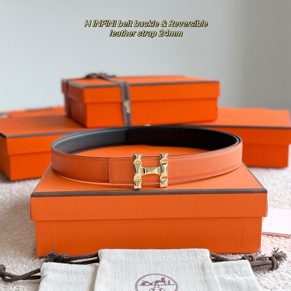 H Infini belt buckle & Reversible leather strap 24 mm