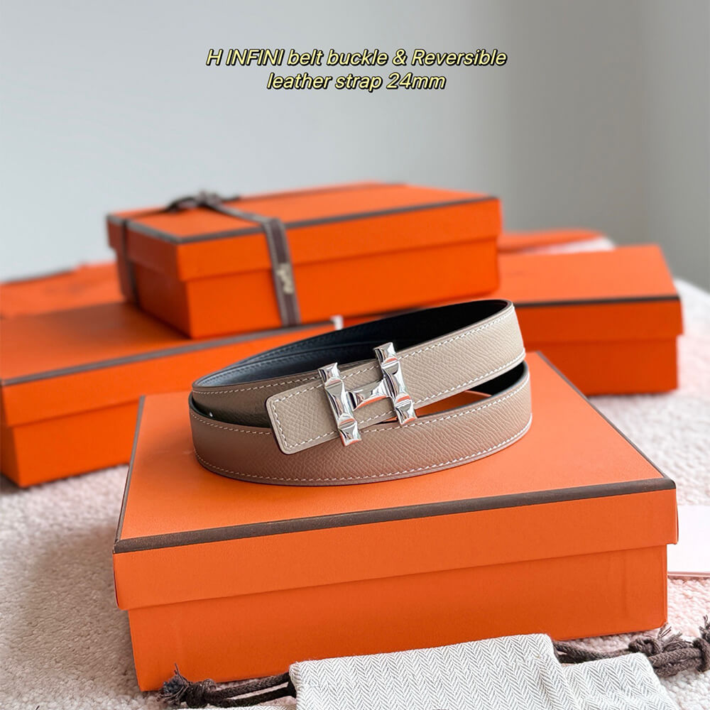 H Infini belt buckle & Reversible leather strap 24 mm