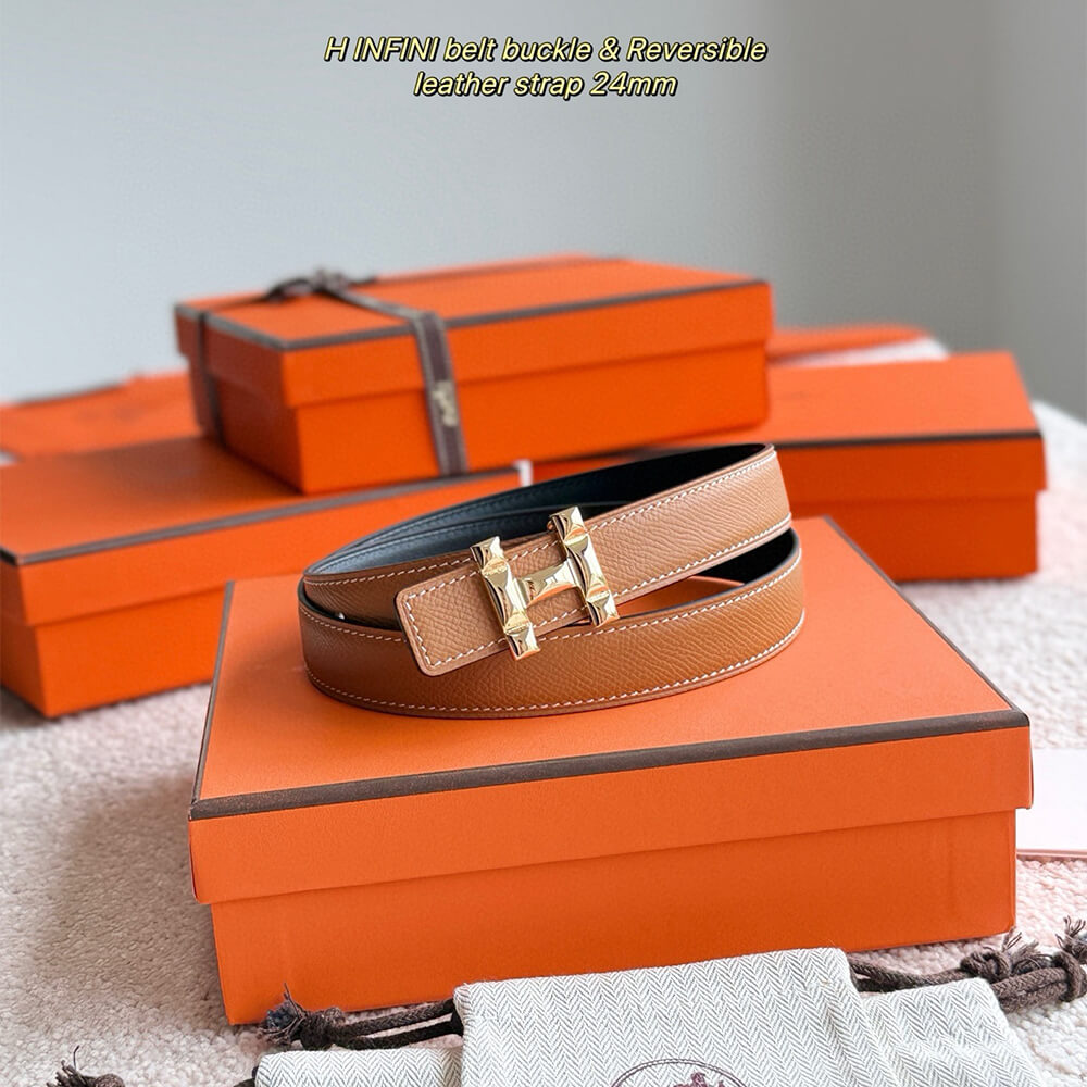 H Infini belt buckle & Reversible leather strap 24 mm