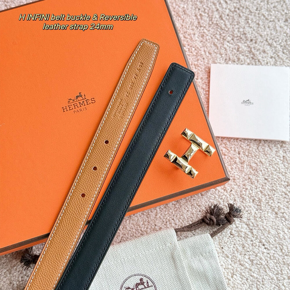 H Infini belt buckle & Reversible leather strap 24 mm