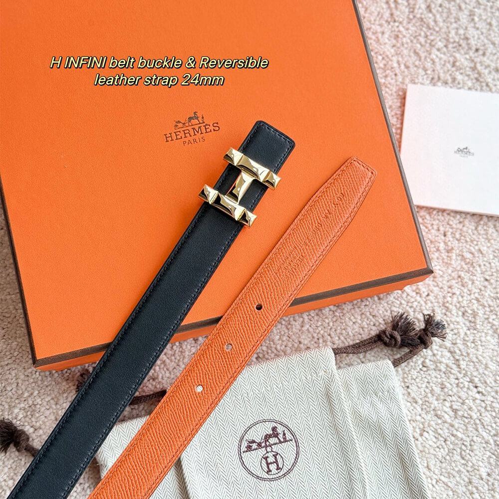 H Infini belt buckle & Reversible leather strap 24 mm