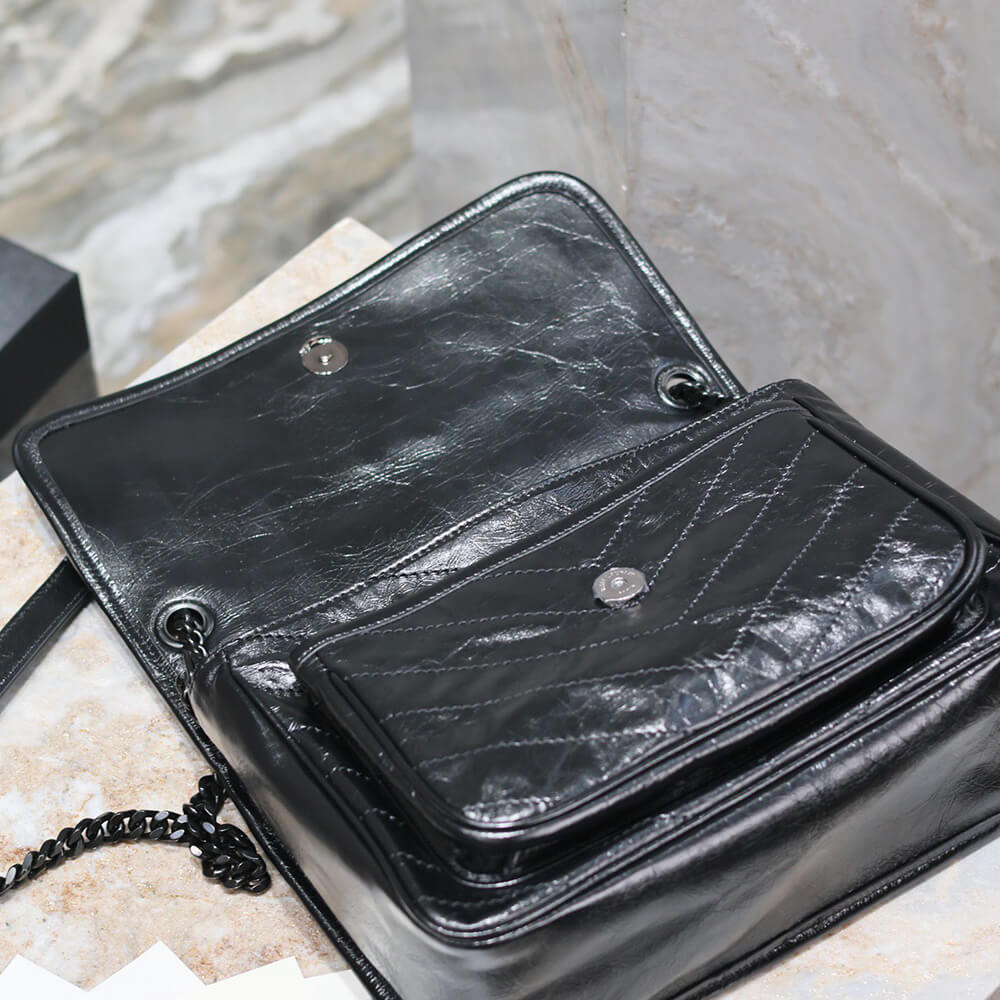Sa1nt Lau*nt NIKI MEDIUM IN CRINKLED VINTAGE LEATHER(HIGH-END GRADE)