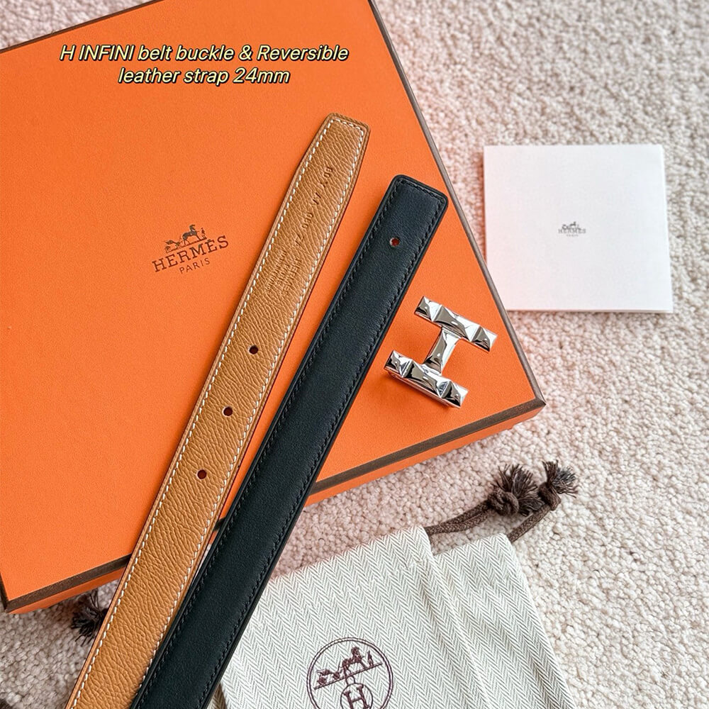 H Infini belt buckle & Reversible leather strap 24 mm