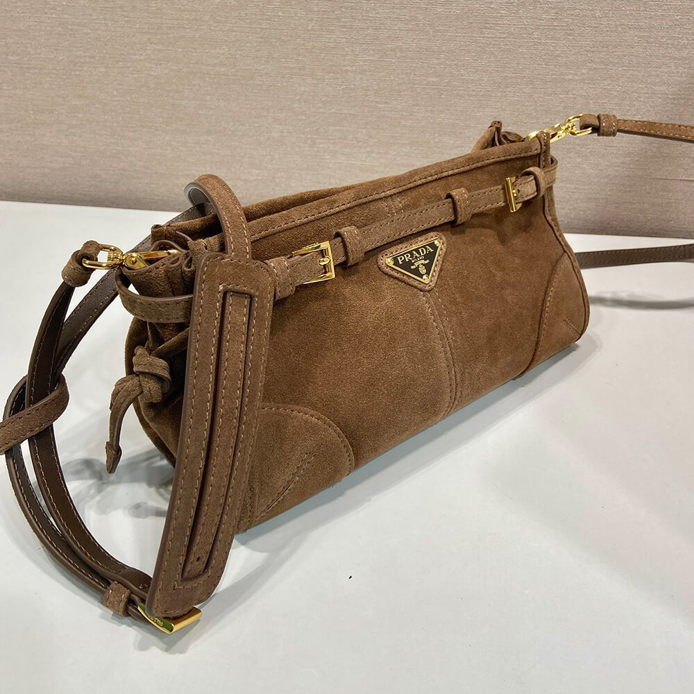 Pra*a Small Pra*a Bonnie suede shoulder bag(HIGH-END GRADE)