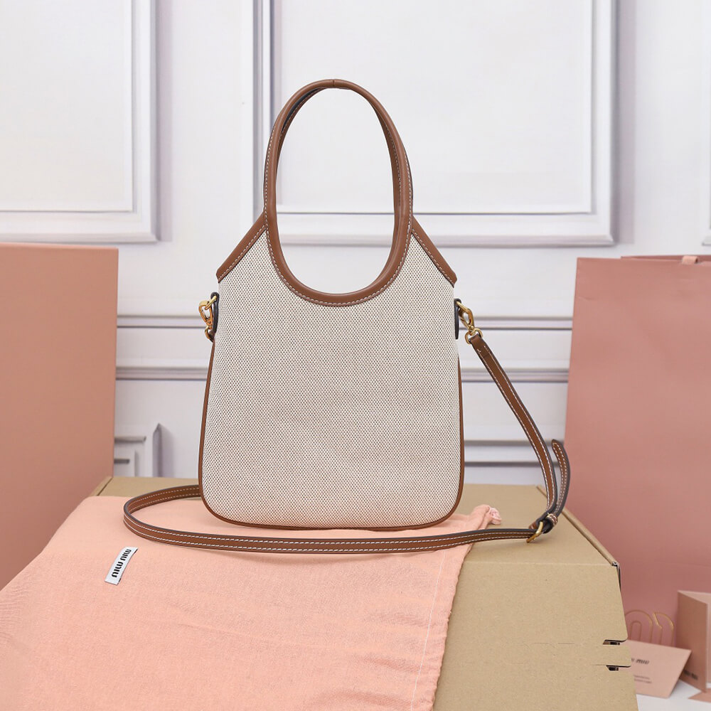M1um1u MINI IVY canvas and leather bag(HIGH-END GRADE)