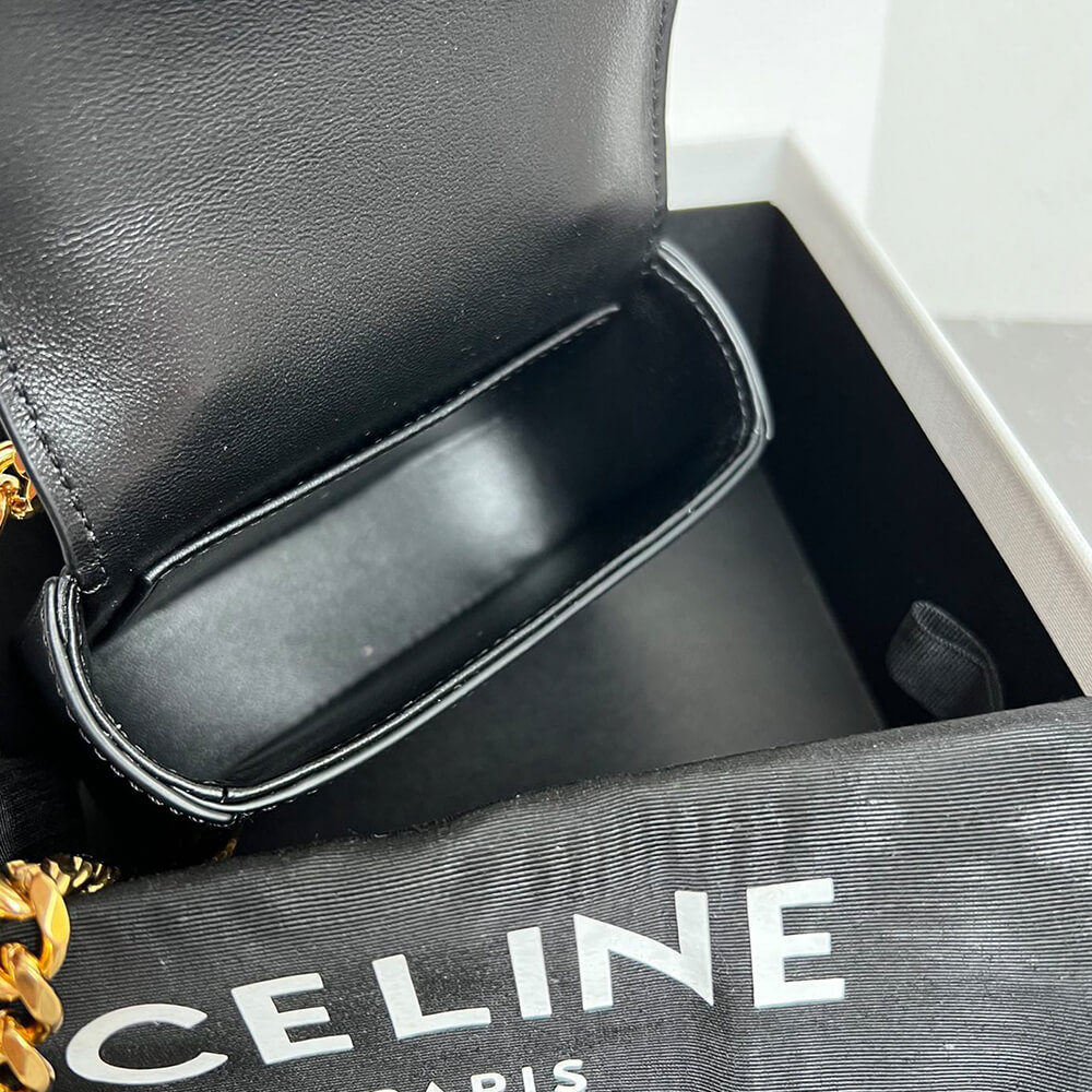 Ce1i*e MINI CHAIN CLAUDE IN Shiny calfskin(HIGH-END GRADE)