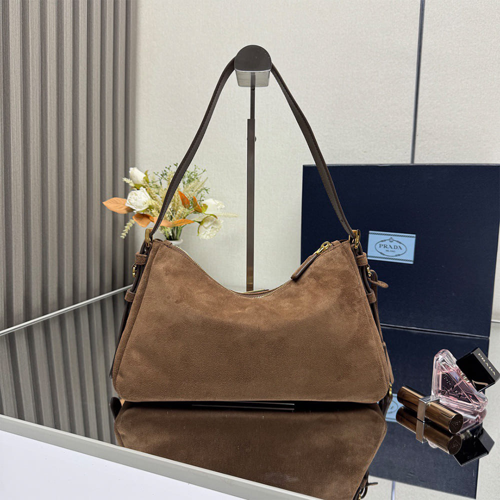 Pra*a Aimee medium suede shoulder bag