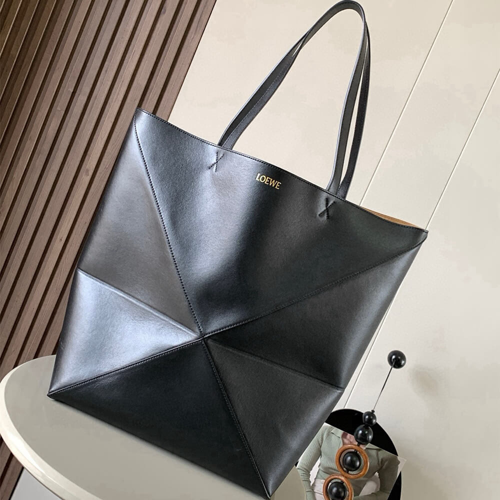 L0ew* XL Puzzle Fold tote in shiny calfskin(HIGH-END GRADE)