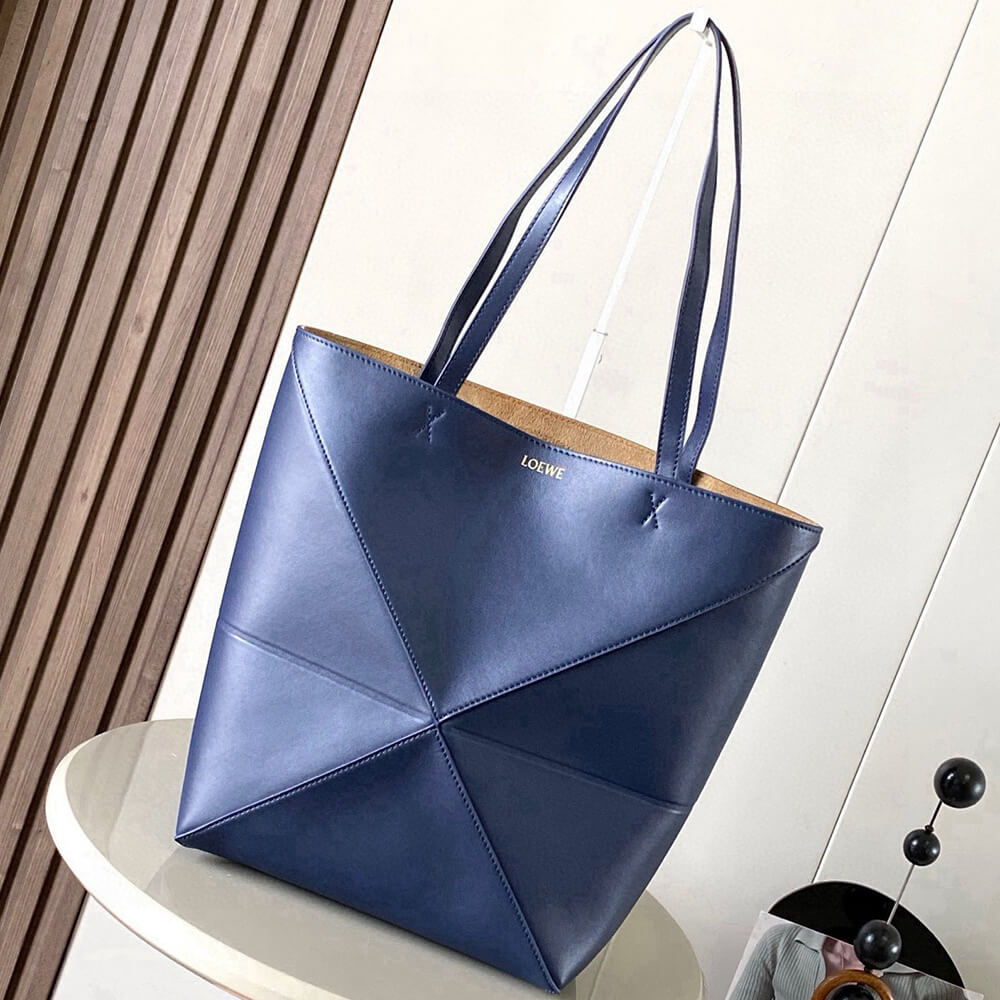 L0ew* Medium Puzzle Fold tote in shiny calfskin(HIGH-END GRADE)