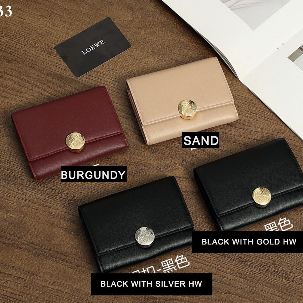L0ew* Pebble small vertical wallet in shiny nappa calfskin(HIGH-END GRADE)