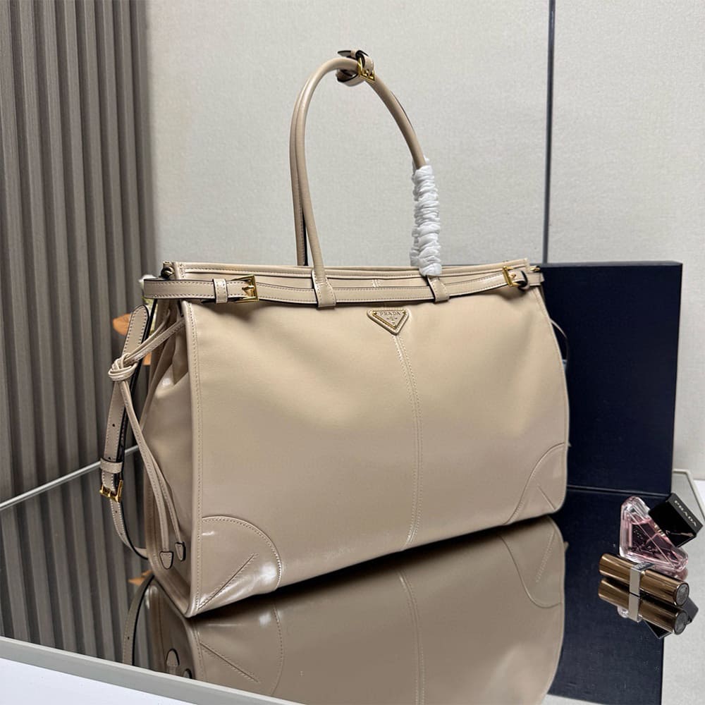 Pra*a Bonnie extra-large leather handbag(HIGH-END GRADE)