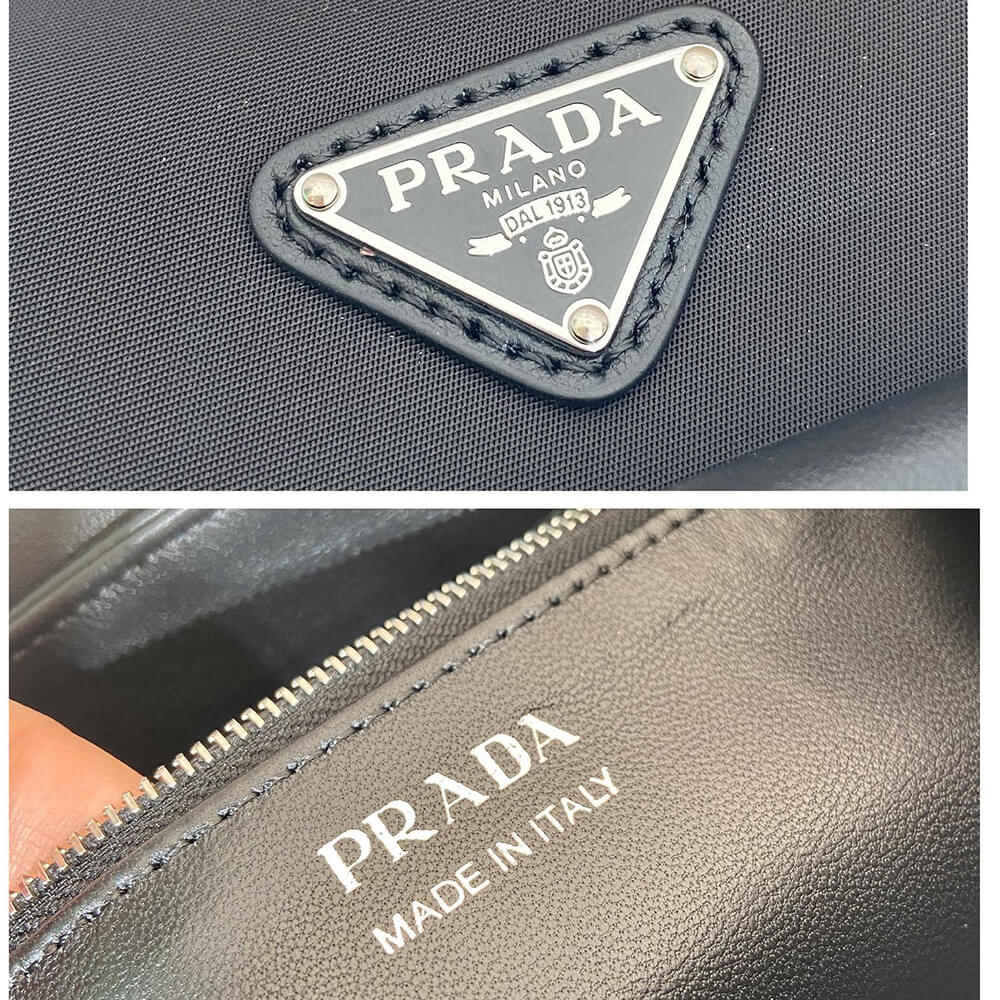 Pra*a Passage medium leather bag with Re-Nylon flap(HIGH-END GRADE)