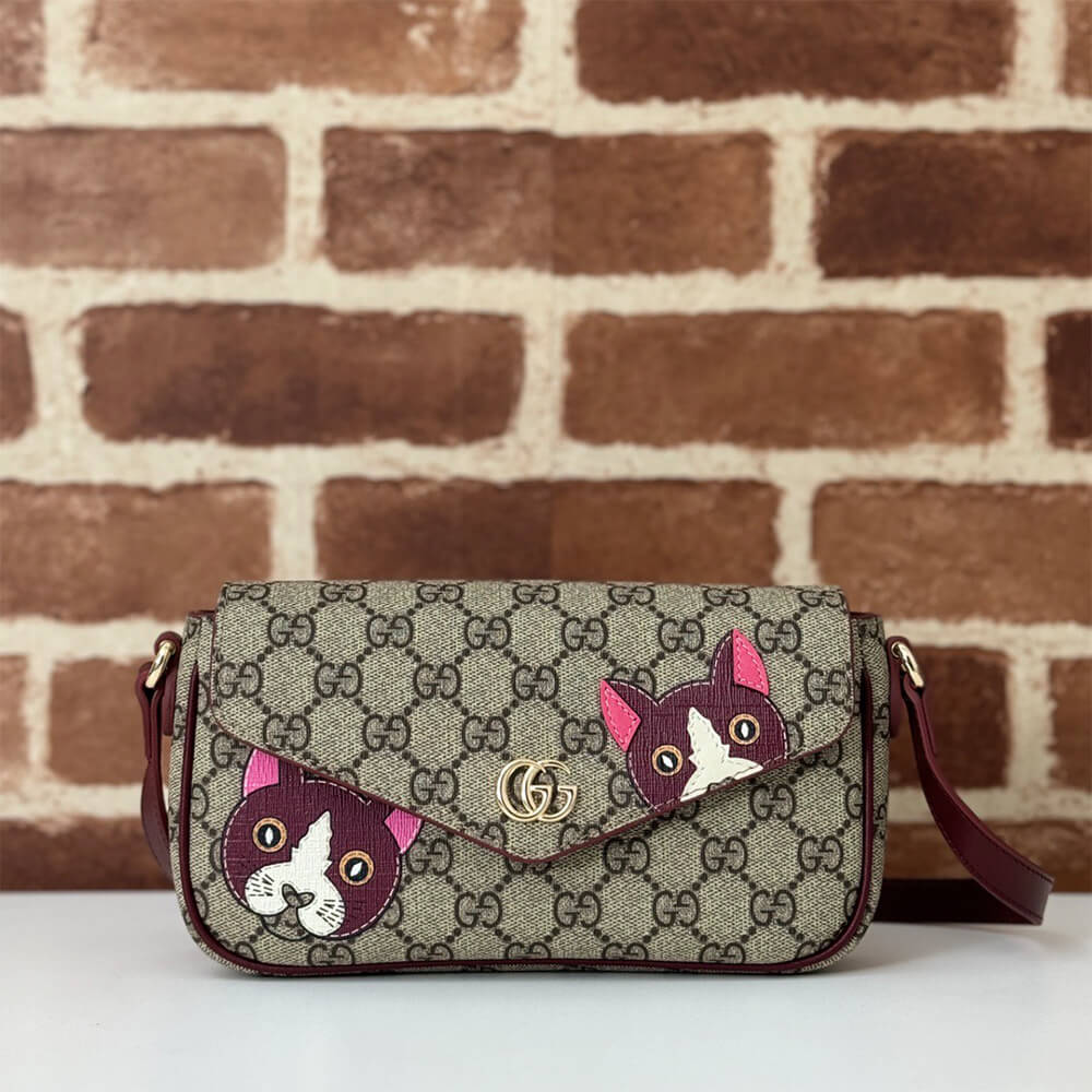 GG Svp*me Monogram Cat Print Mini Shoulder Bag(HIGH-END GRADE)