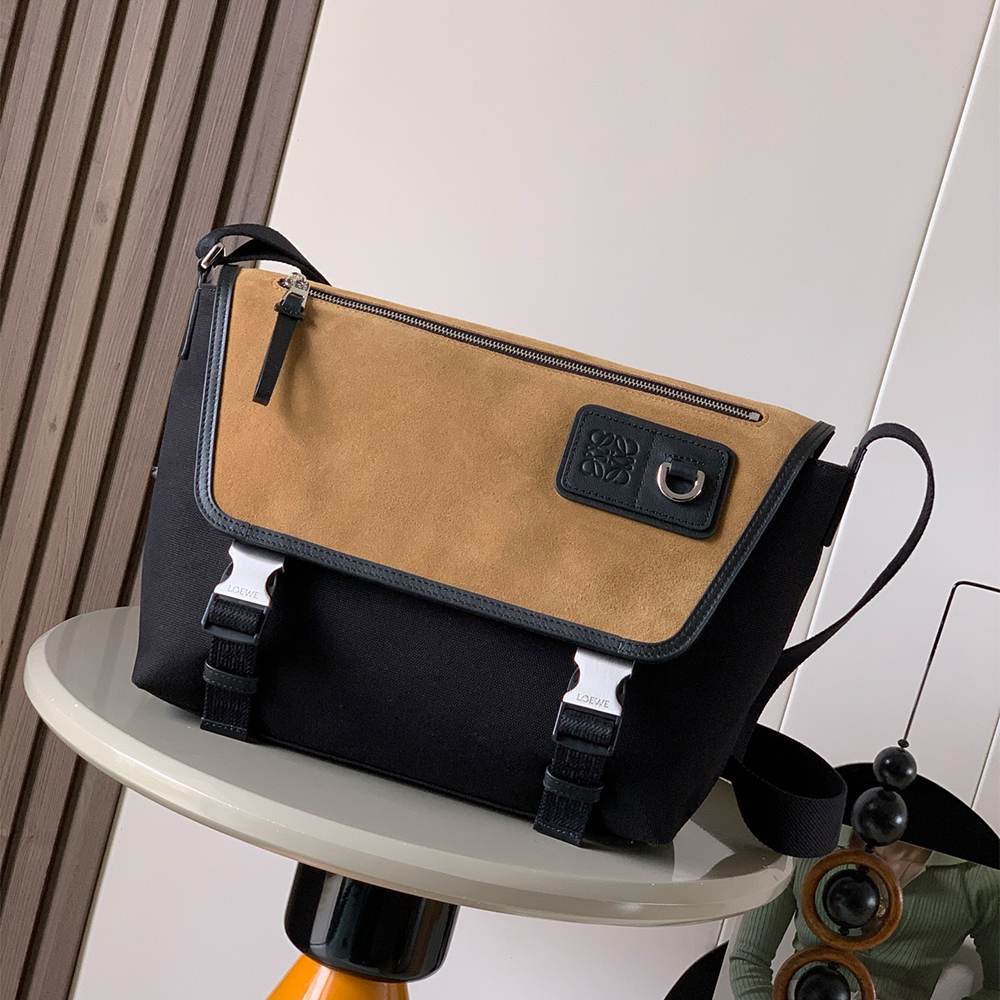 L0ew* Medium Flex messenger in canvas and suede(HIGH-END GRADE)