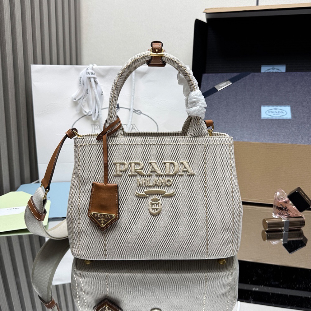Pra*a Jardiniere small cotton canvas bag(HIGH-END GRADE)