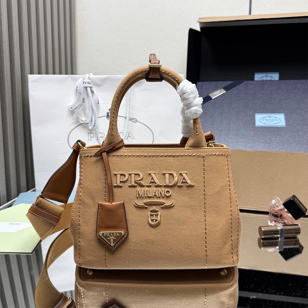 Pra*a Jardiniere small cotton canvas bag(HIGH-END GRADE)