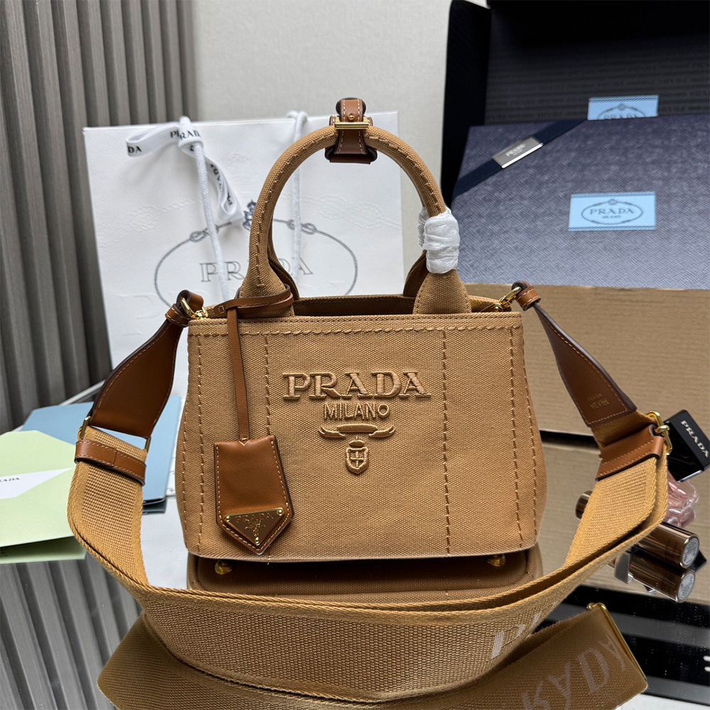 Pra*a Jardiniere mini cotton canvas handbag(HIGH-END GRADE)