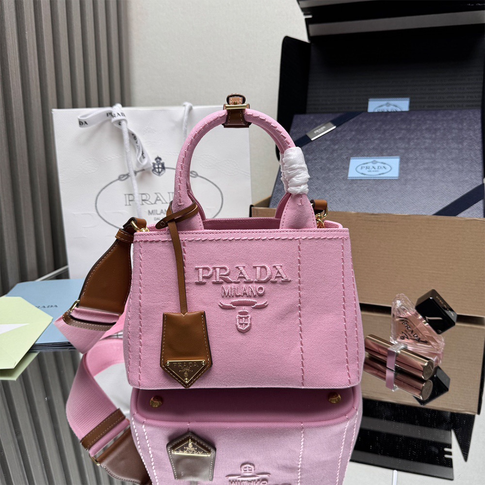 Pra*a Jardiniere mini cotton canvas handbag(HIGH-END GRADE)