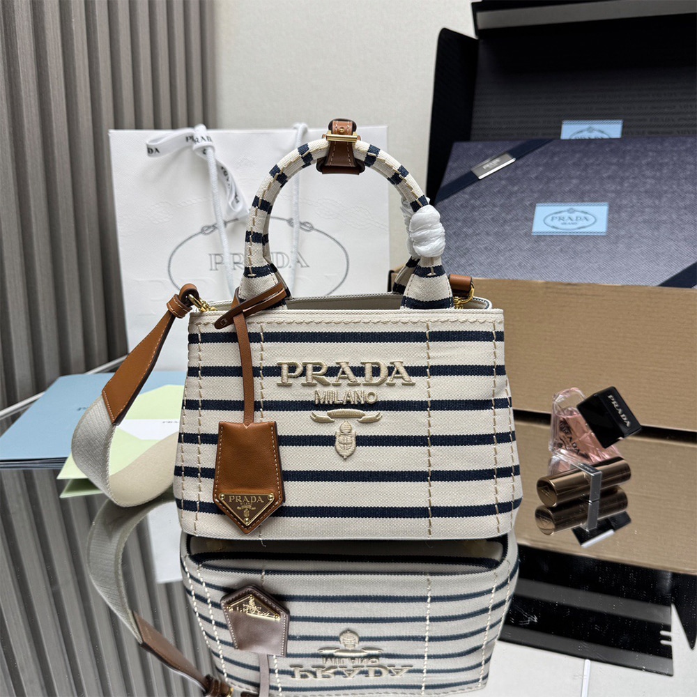 Pra*a Jardiniere mini cotton canvas handbag(HIGH-END GRADE)