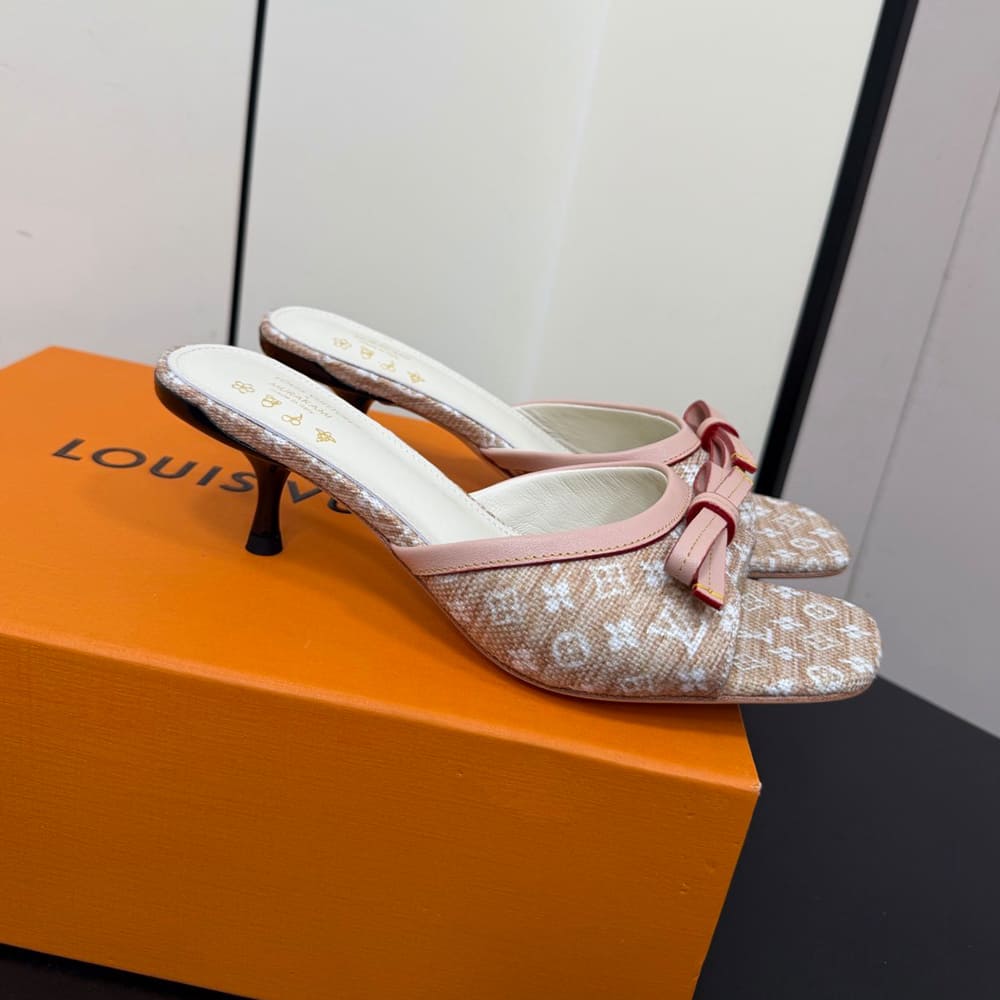 LV x TM Monogram Pink Beige Heeled Mules (EU SIZE 35-42)