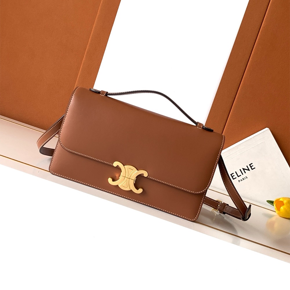 Ce1i*e MEDIUM TRIOMPHE FOLIO IN SHINY CALFSKIN(HIGH-END GRADE)