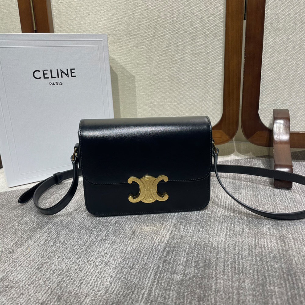 Ce1i*e TEEN TRIOMPHE BAG IN shiny calfskin(HIGH-END GRADE)