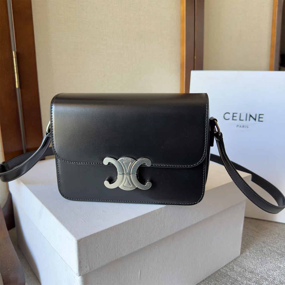 Ce1i*e TEEN TRIOMPHE BAG IN shiny calfskin(HIGH-END GRADE)