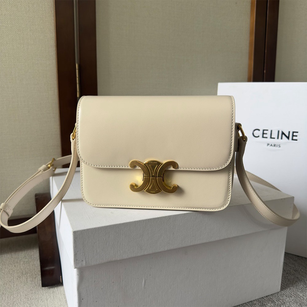 Ce1i*e TEEN TRIOMPHE BAG IN shiny calfskin(HIGH-END GRADE)
