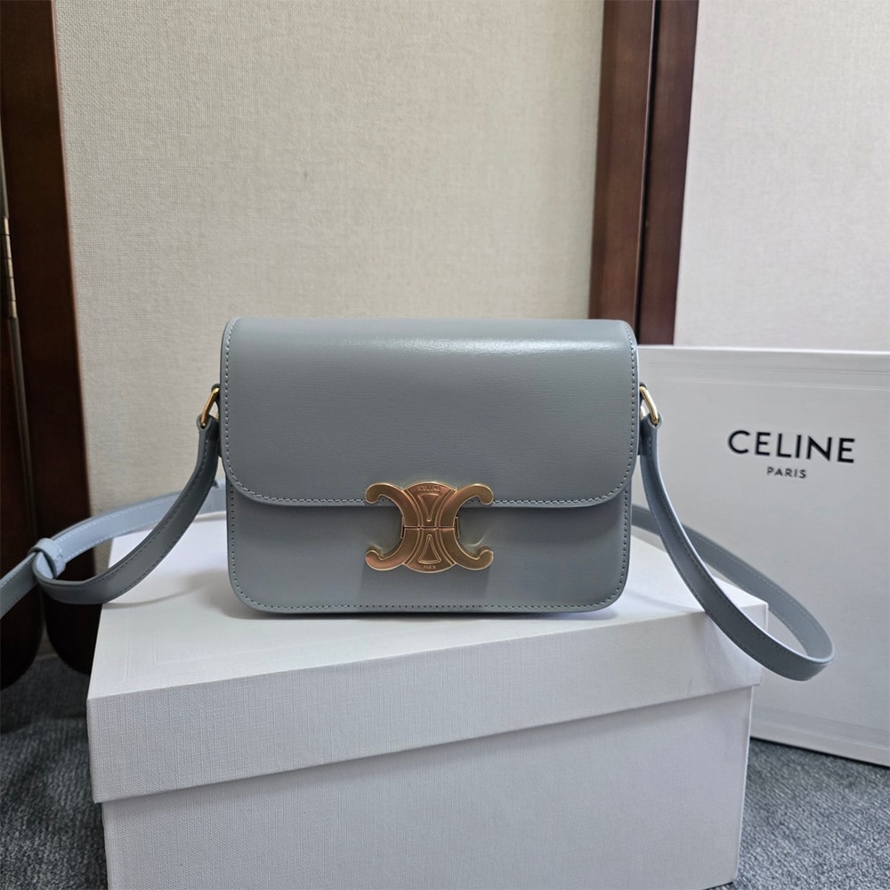 Ce1i*e TEEN TRIOMPHE BAG IN shiny calfskin(HIGH-END GRADE)