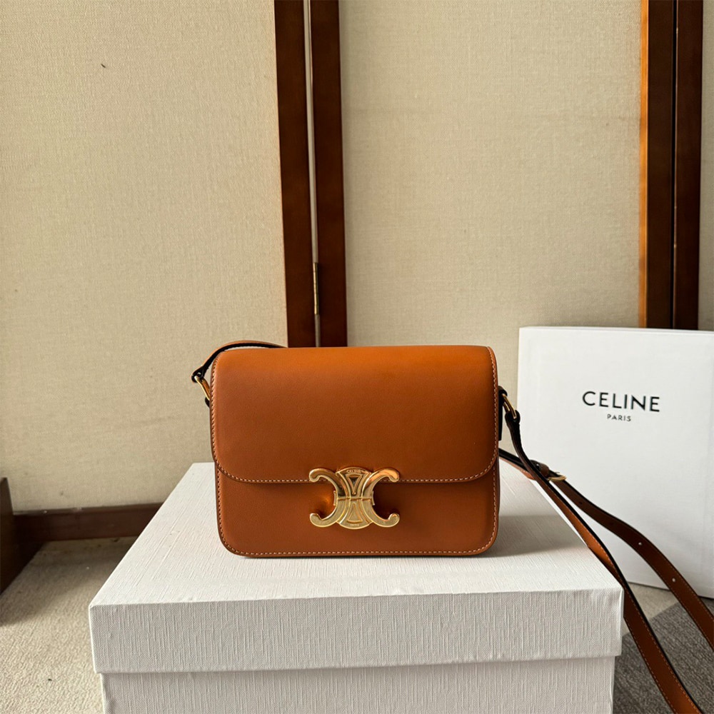 Ce1i*e TEEN TRIOMPHE BAG IN shiny calfskin(HIGH-END GRADE)