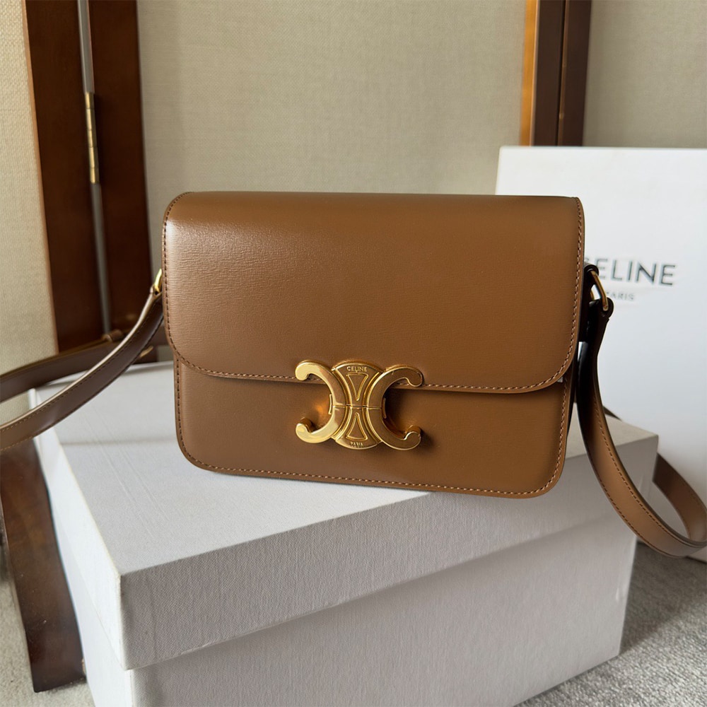 Ce1i*e TEEN TRIOMPHE BAG IN shiny calfskin(HIGH-END GRADE)