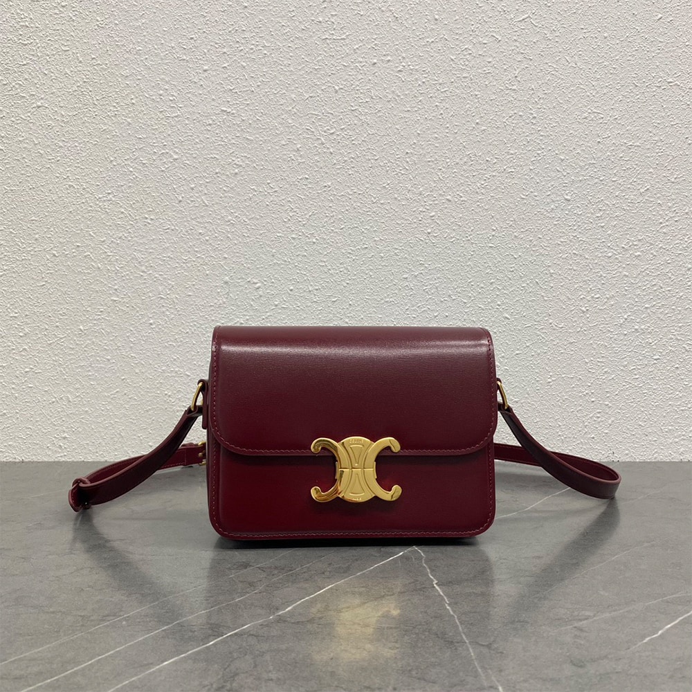 Ce1i*e TEEN TRIOMPHE BAG IN shiny calfskin(HIGH-END GRADE)