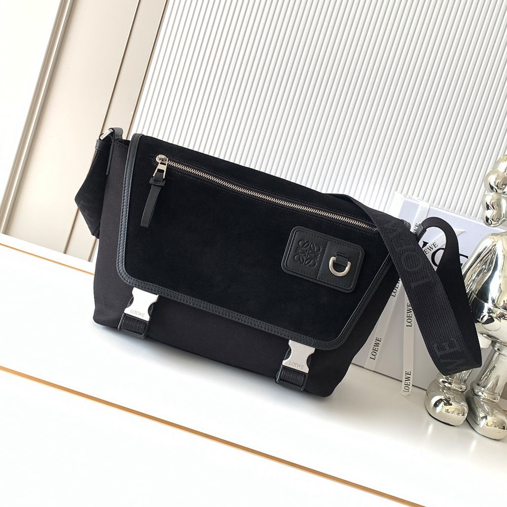 L0ew* Medium Flex messenger in canvas and suede (HIGH-END GRADE)