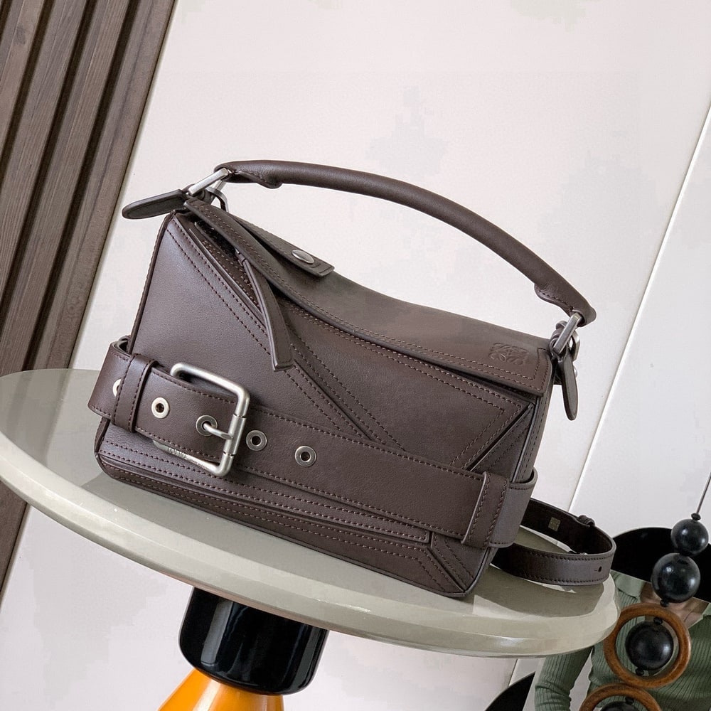 L0ew* Small Puzzle Biker bag in shiny calfskin (HIGH-END GRADE)
