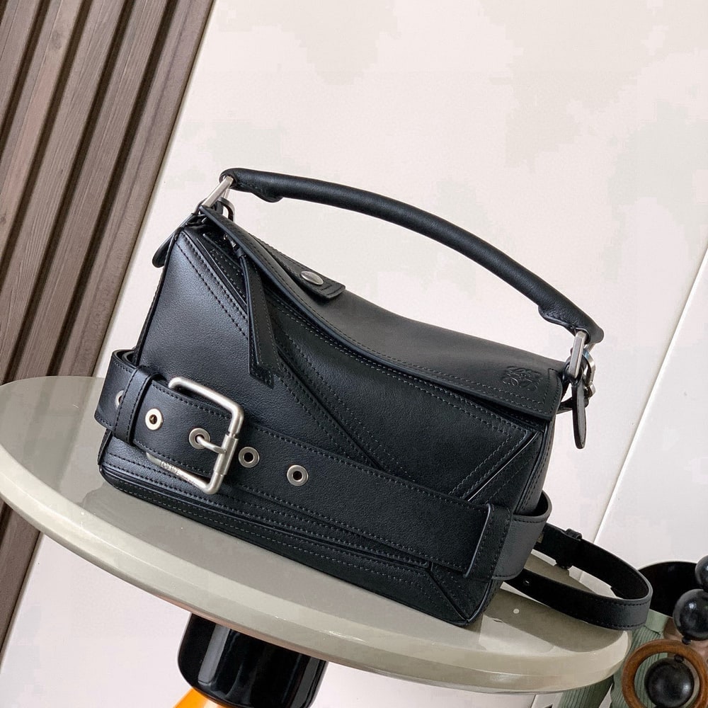 L0ew* Small Puzzle Biker bag in shiny calfskin (HIGH-END GRADE)