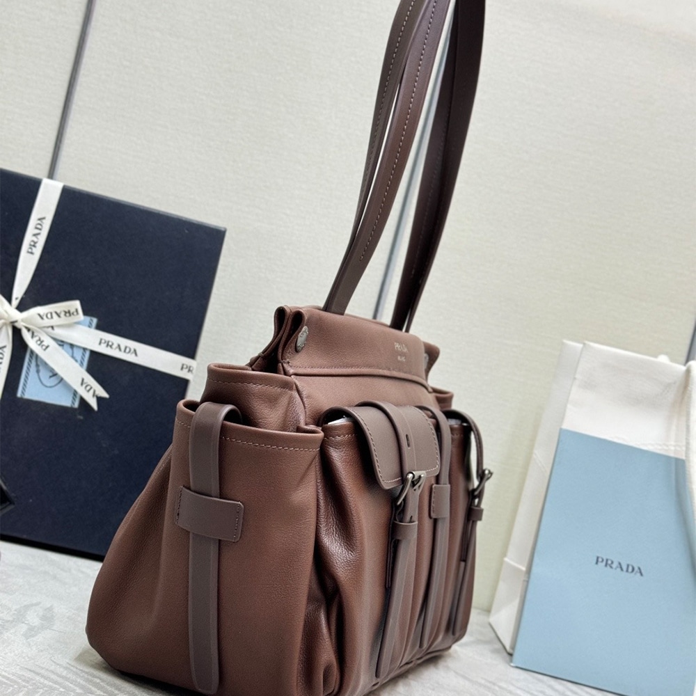 Pra*a Route large leather tote bag(HIGH-END GRADE)