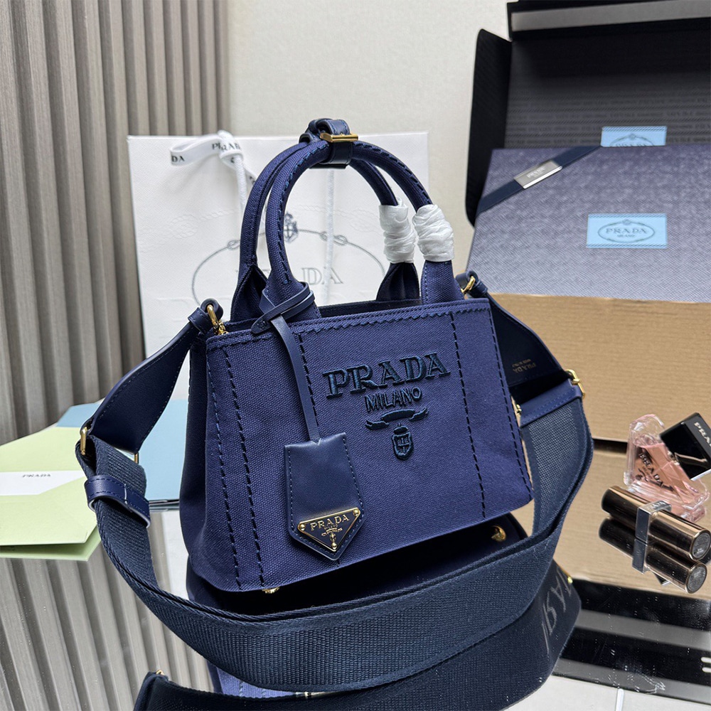 Pra*a Jardiniere mini cotton canvas handbag(HIGH-END GRADE)