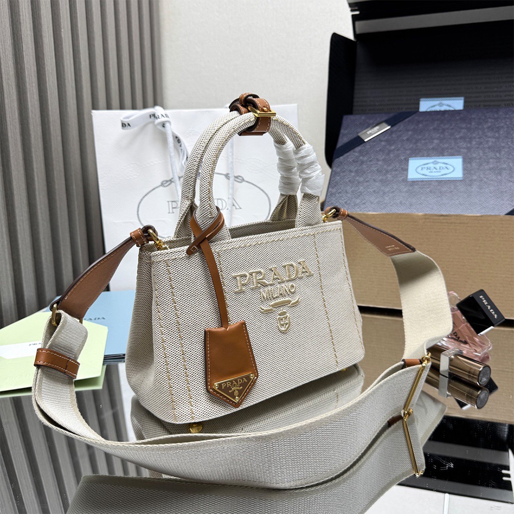 Pra*a Jardiniere mini cotton canvas handbag(HIGH-END GRADE)