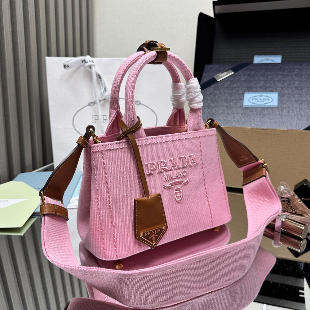 Pra*a Jardiniere mini cotton canvas handbag(HIGH-END GRADE)