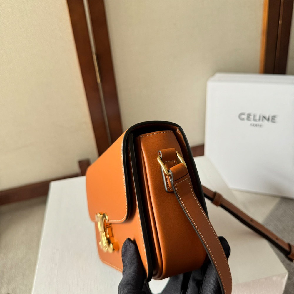 Ce1i*e TEEN TRIOMPHE BAG IN shiny calfskin(HIGH-END GRADE)