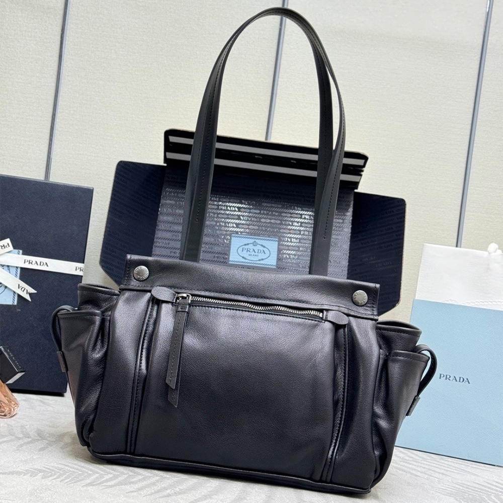 Pra*a Route medium leather tote bag(HIGH-END GRADE)